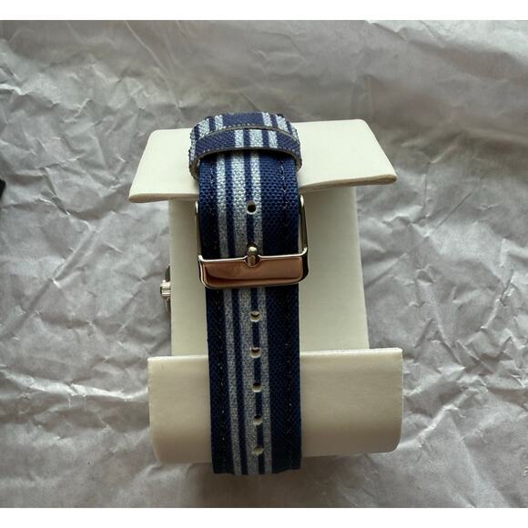 NIB  INC International Concepts -Men's Blue Striped Denim Strap Watch 42mm - Picture 4 of 5